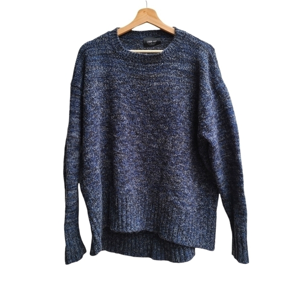 Zara Sweaters - ZARA Oversized Grey Blue Knit Sweater, Size Small